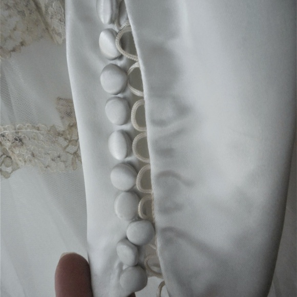 Satin & Tulle Dress 1940's Powder Green Ball Gown - Picture 7 of 8